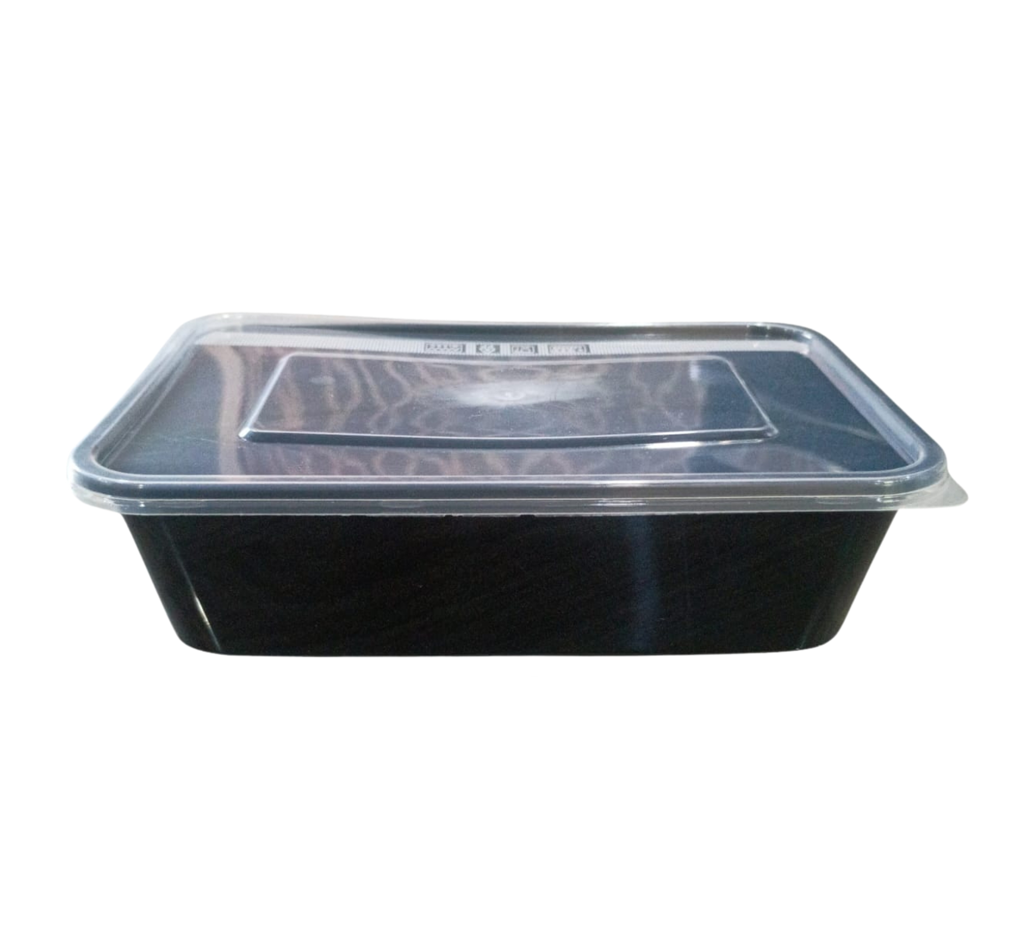 Black Rectangular Food Container with Clear Lid