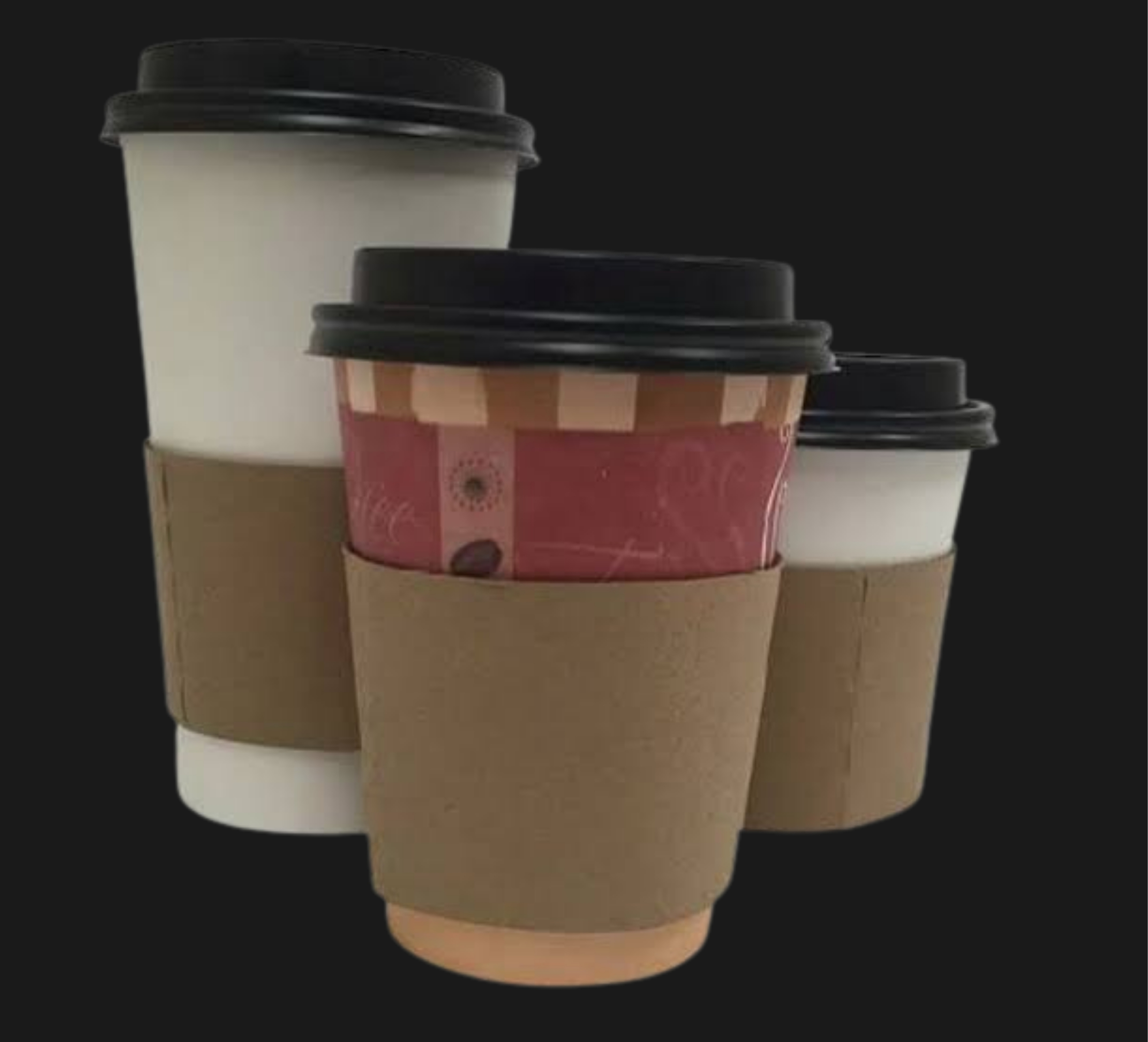 Paper Coffee Cups with Lids and Kraft Sleeves