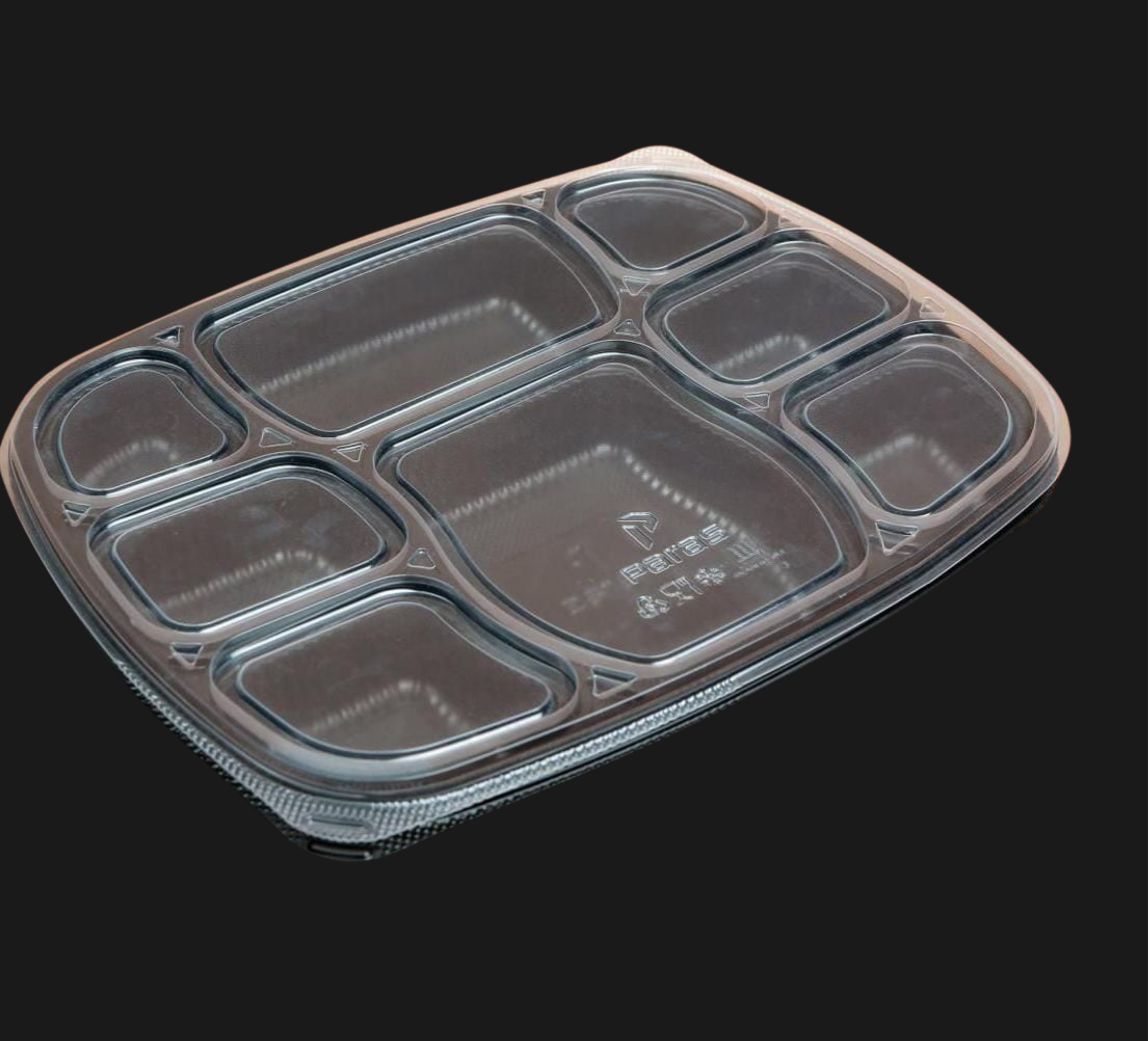 8-Compartment Plastic Meal Tray with Lid